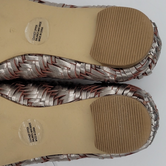 SEYCHELLES Pewter Ballet Flats Woven Metallic Leather 7M - Picture 8 of 16